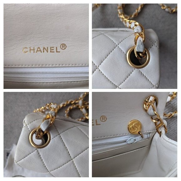 Chanel classic mini flap bag white and gold - Picture 12 of 12
